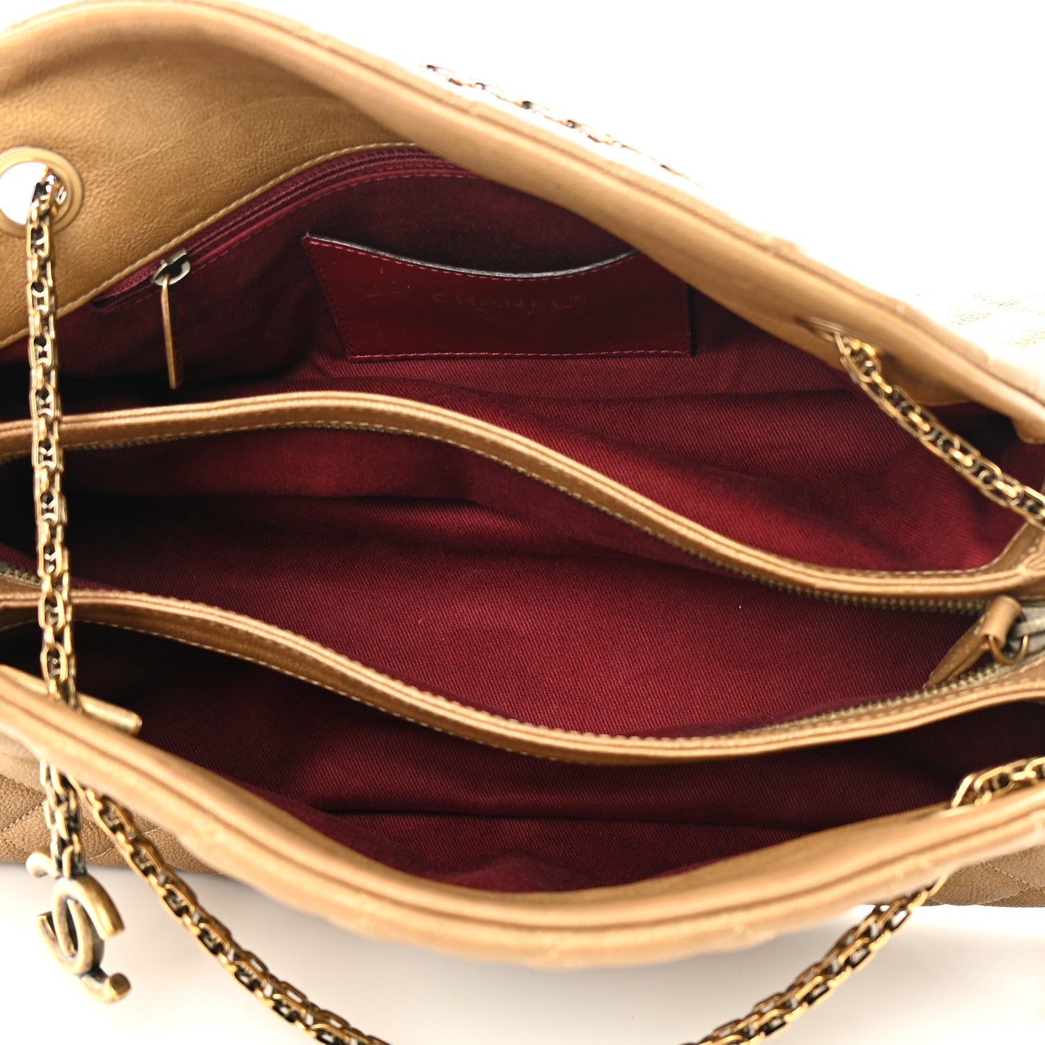 Chanel Metallic Caviar Quilted Medium Just Mademoiselle Bowling Bag Gold 5 of 11