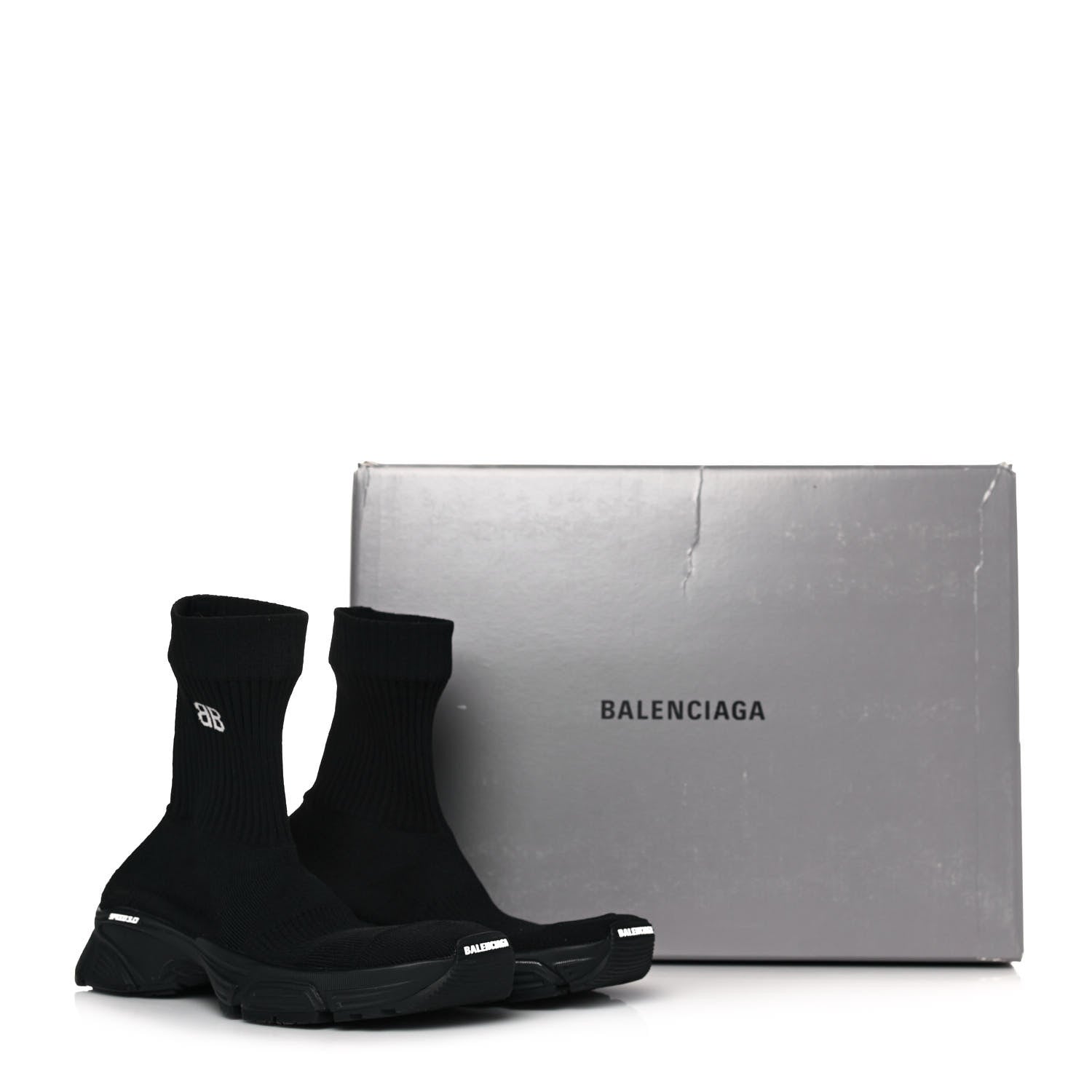 Balenciaga Technical Ribbed 3D Recycled Knit Womens Speed 3.0 Sneakers 37 Monocolor Black 7 of 7