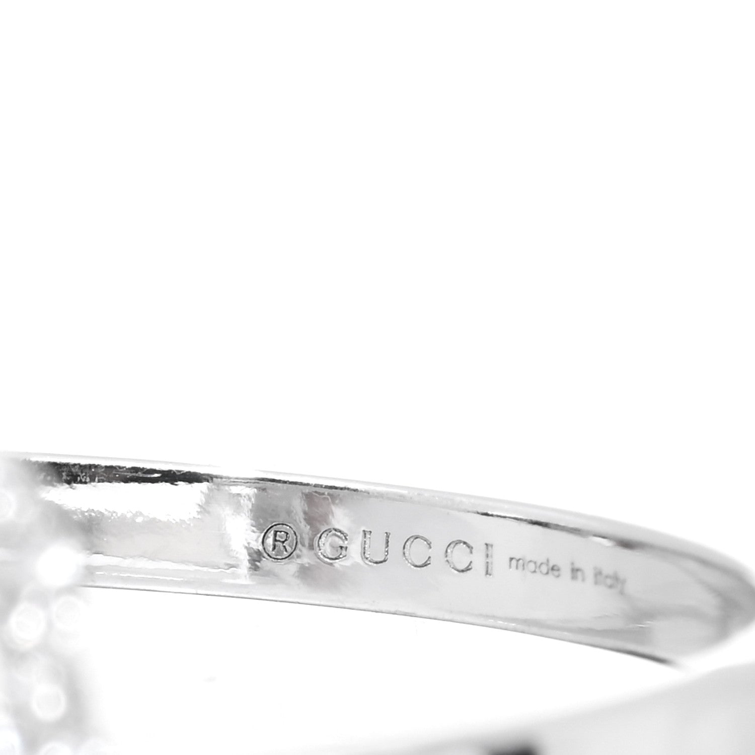 Gucci 18K White Gold Diamond Running G Ring 54 6.75 4 of 5