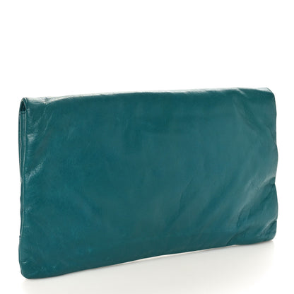 Balenciaga Agneau Giant 12 Rose Gold Hardware Envelope Clutch Turquoise 3 of 9