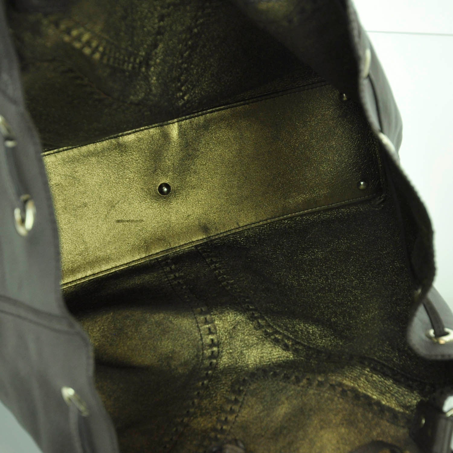 Saint Laurent Leather Reversible Double Sac Y Tote Gold Brown 15 of 17