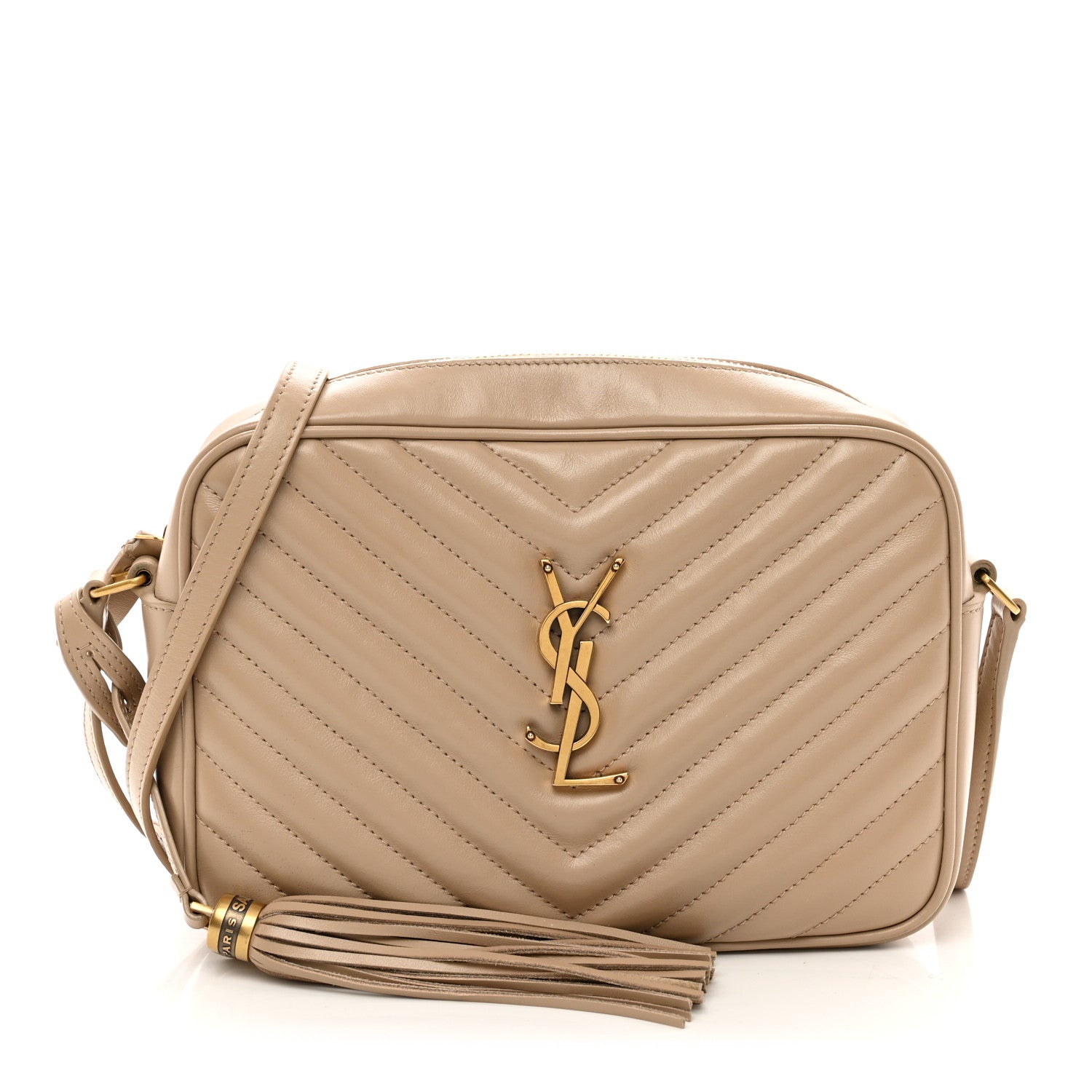 Saint Laurent Calfskin Matelasse Monogram Lou Camera Bag Dark Beige 1 of 10