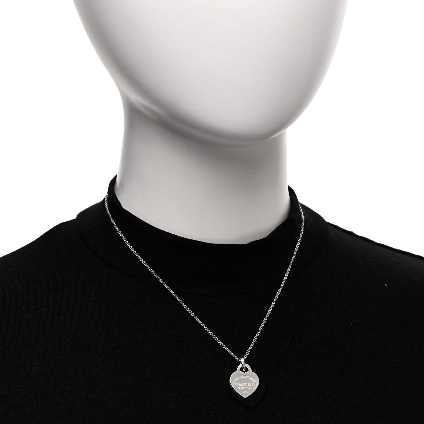 Sterling Silver Black Onyx Return to Tiffany Heart Tag Pendant Necklace
