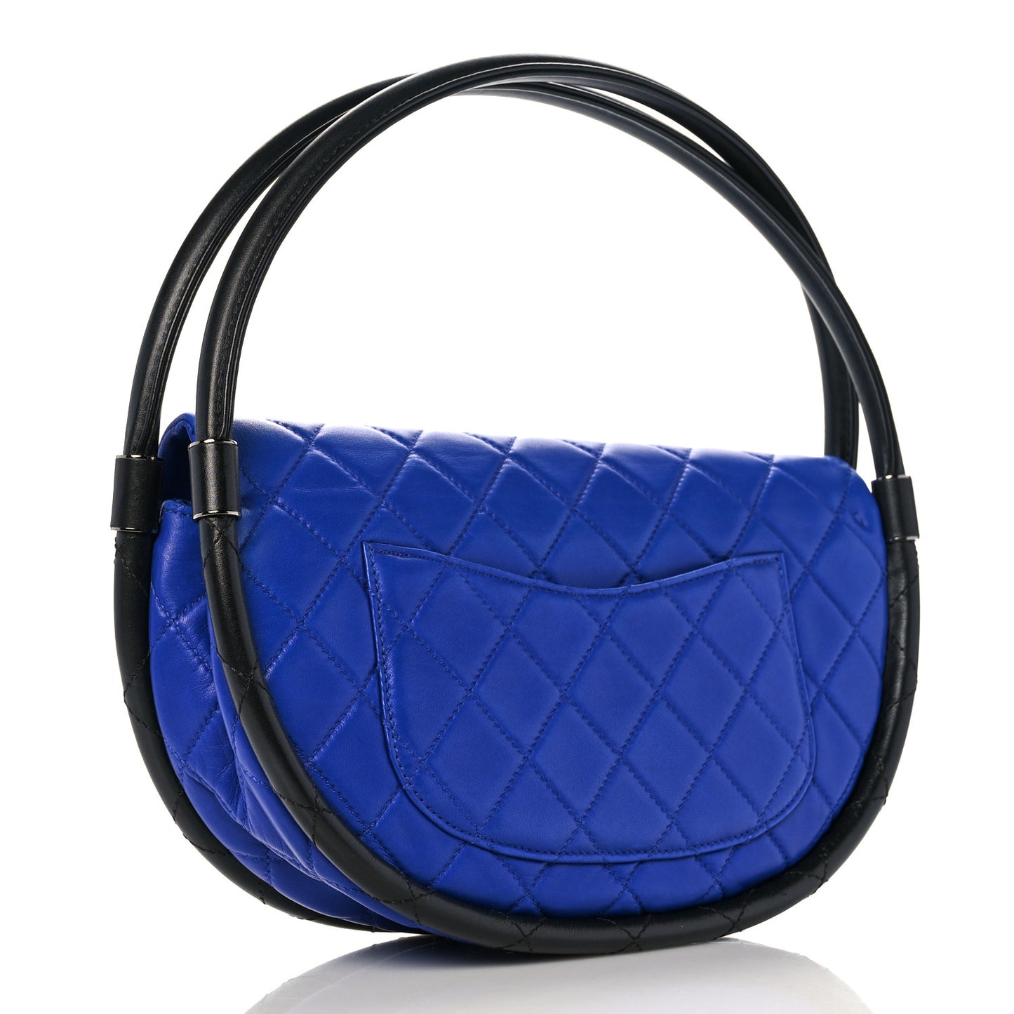 Quilted Lambskin Small Hula Hoop Flap Dark Blue