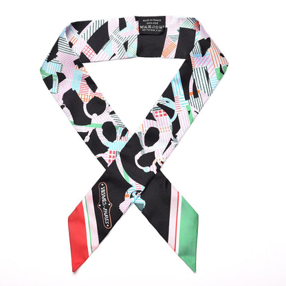Hermes Silk Cavalcadour Morning Twilly Noir Rouge Vert 1 of 4