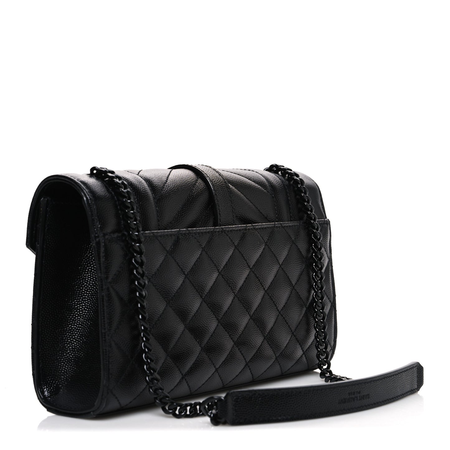 Grain De Poudre Textured Mixed Matelasse Triquilt Small Monogram Monochrome Satchel Black