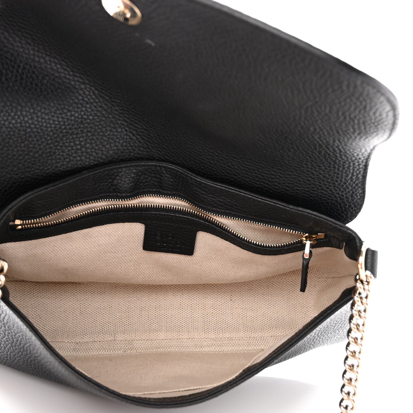 Pebbled Calfskin Medium Soho Flap Crossbody Black