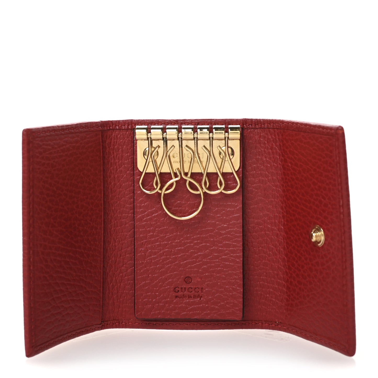 Pebbled Calfskin GG Marmont 6 Key Holder Hibiscus Red