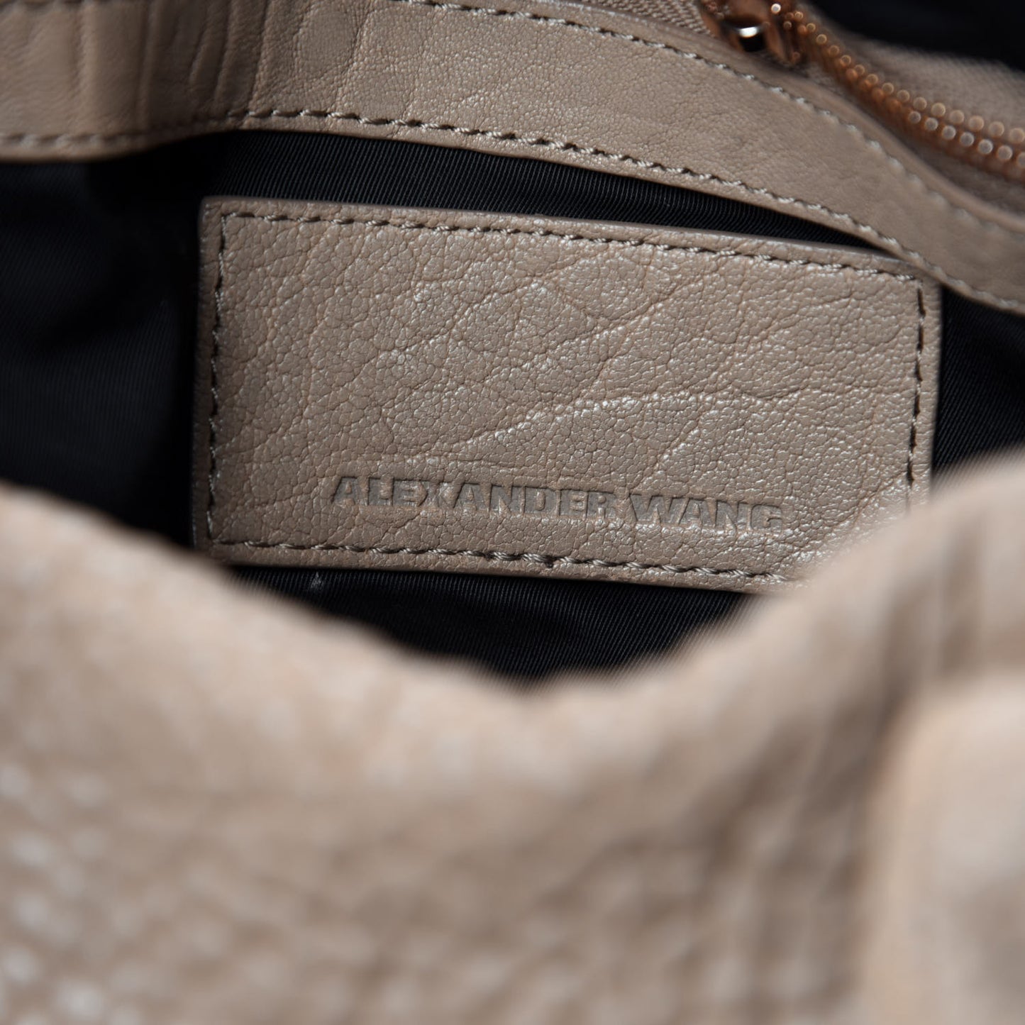 Pebbled Lambskin Rocco Latte Rose Gold Hardware