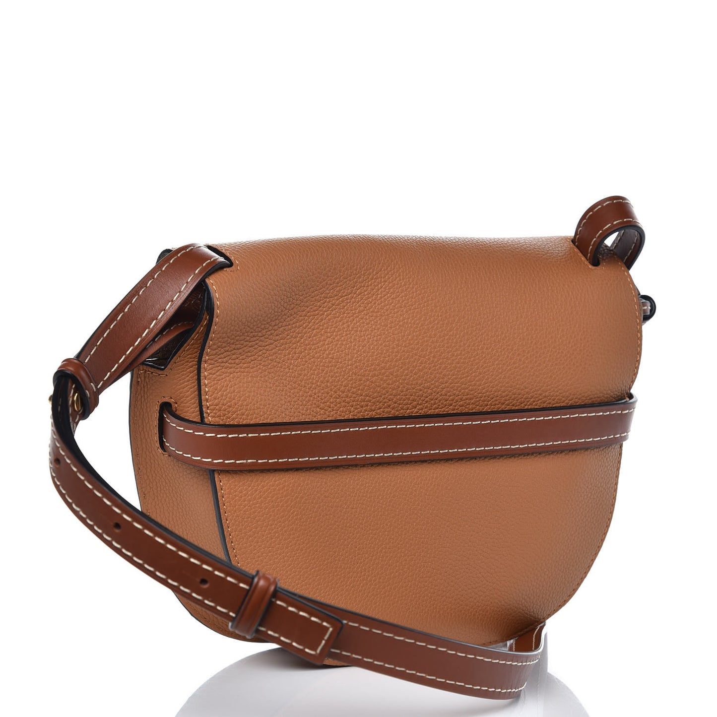 Grained Calfskin Small Gate Crossbody Bag Caramel Pecan