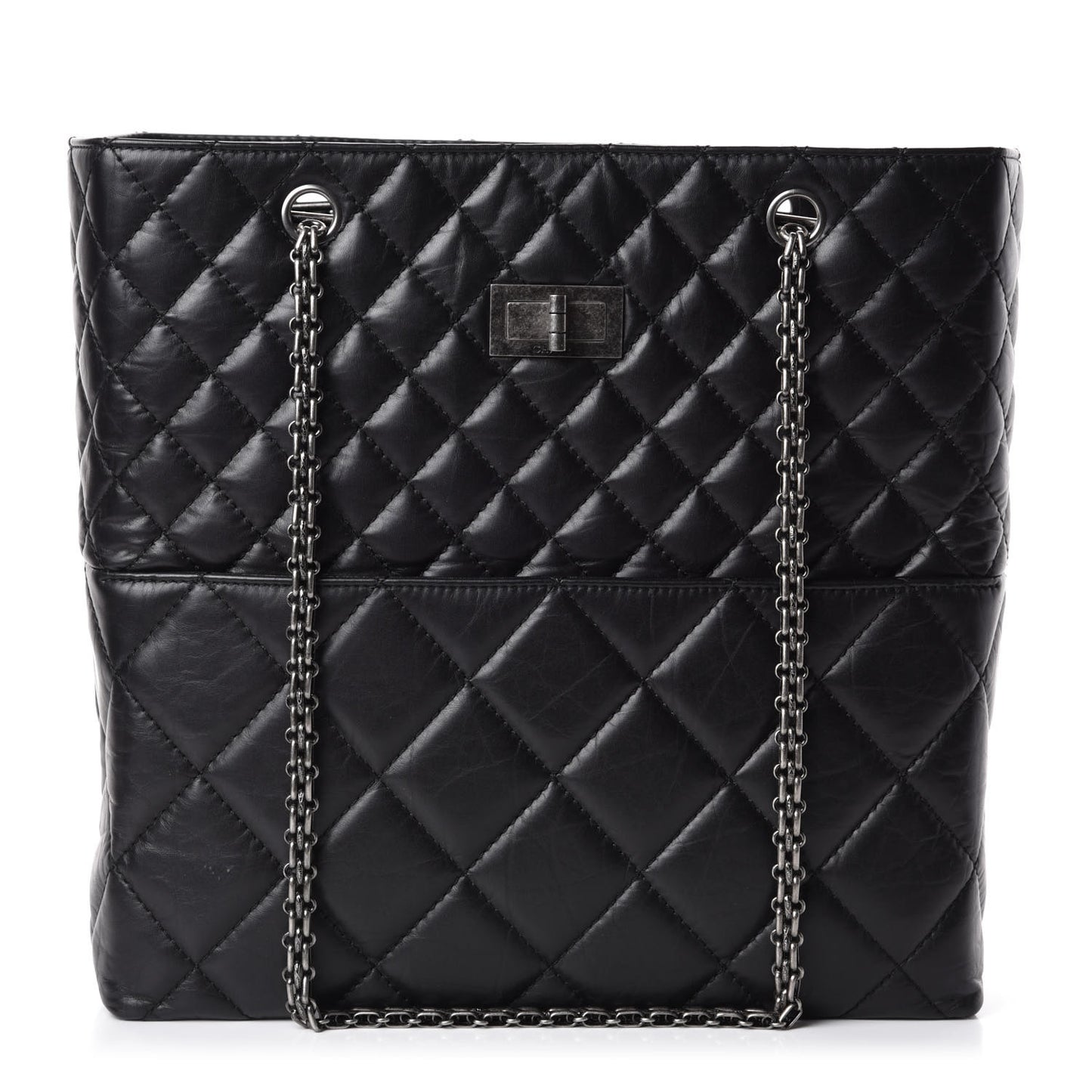 Aged Calfskin Quilted Reissue 2.55 Tote Black
