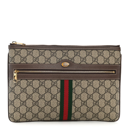 Gucci GG Supreme Monogram Large Ophidia Pouch Clutch Brown 1 of 10