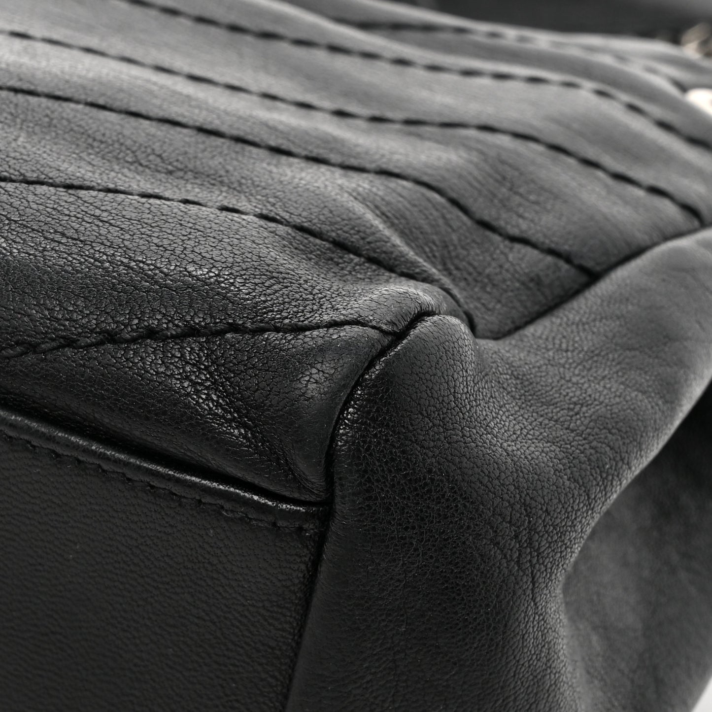 Pebbled Lambskin Chevron Monogram Small Nolita Black