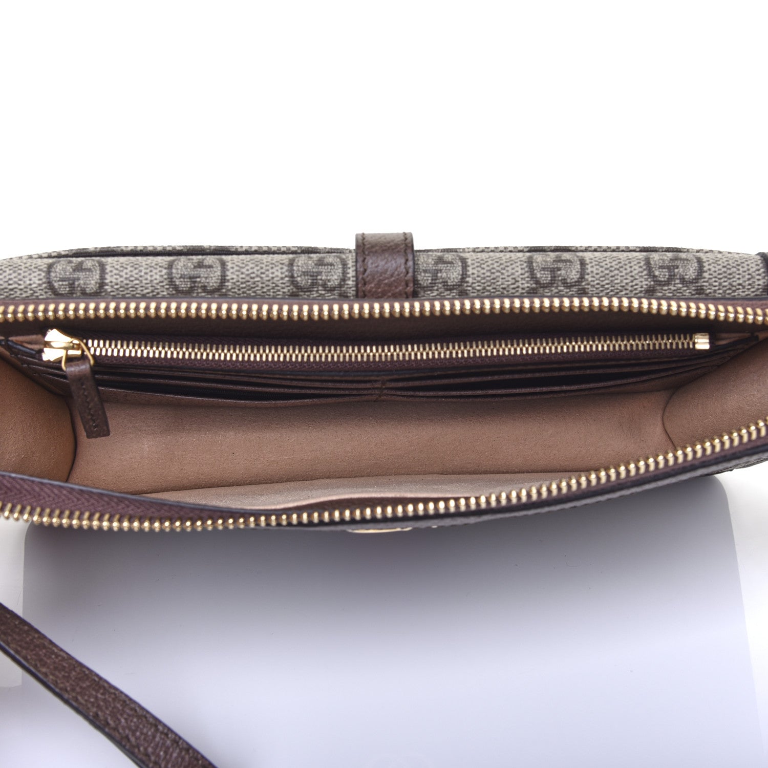 Gucci GG Supreme Monogram Web Ophidia Travel Wristlet Beige New Acero 5 of 10