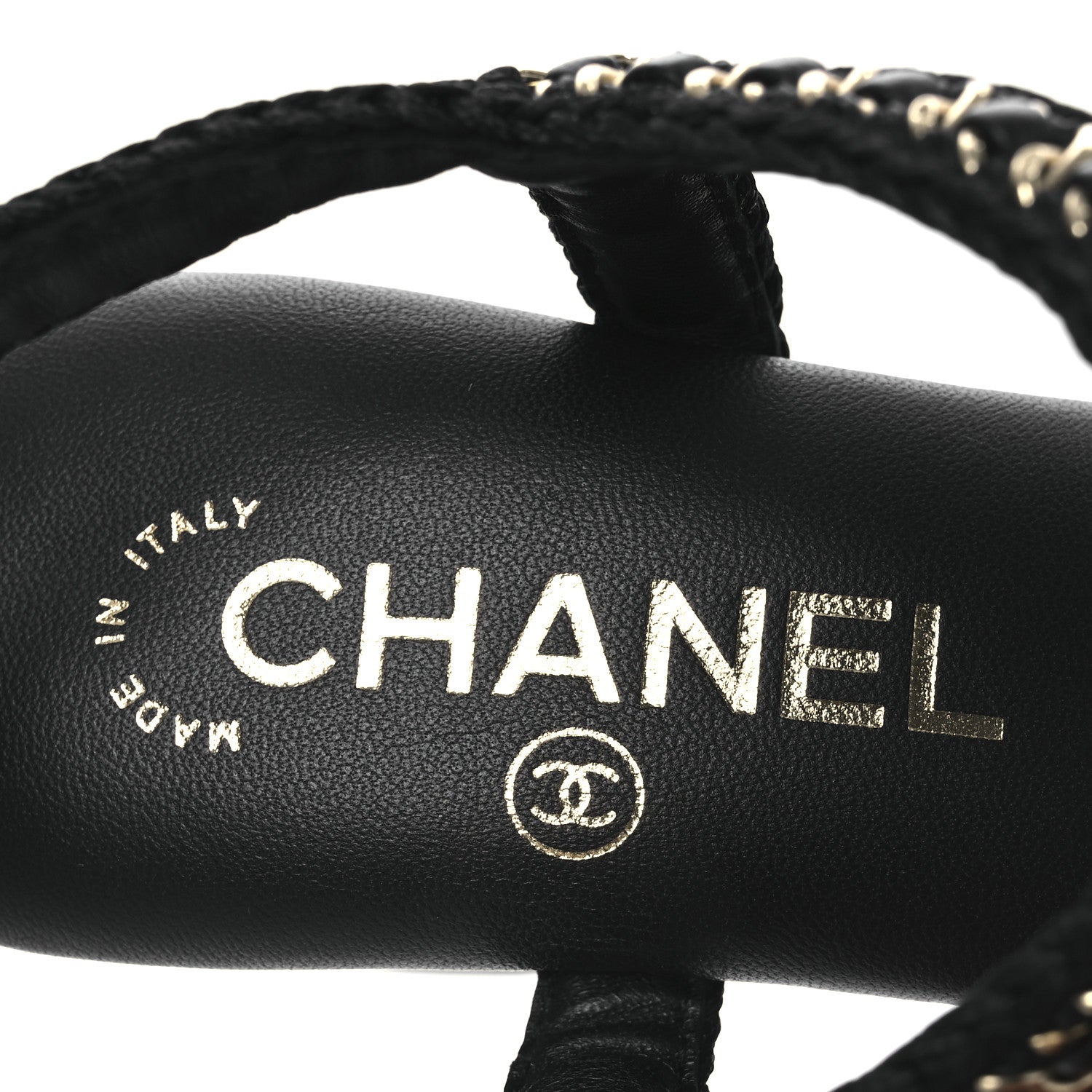 Chanel Lambskin CC Chain Braided Sandals 37 Black 9 of 11