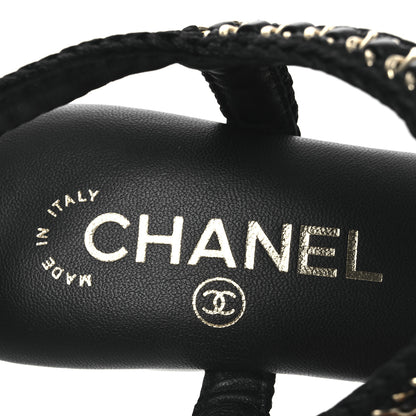 Chanel Lambskin CC Chain Braided Sandals 37 Black 9 of 11