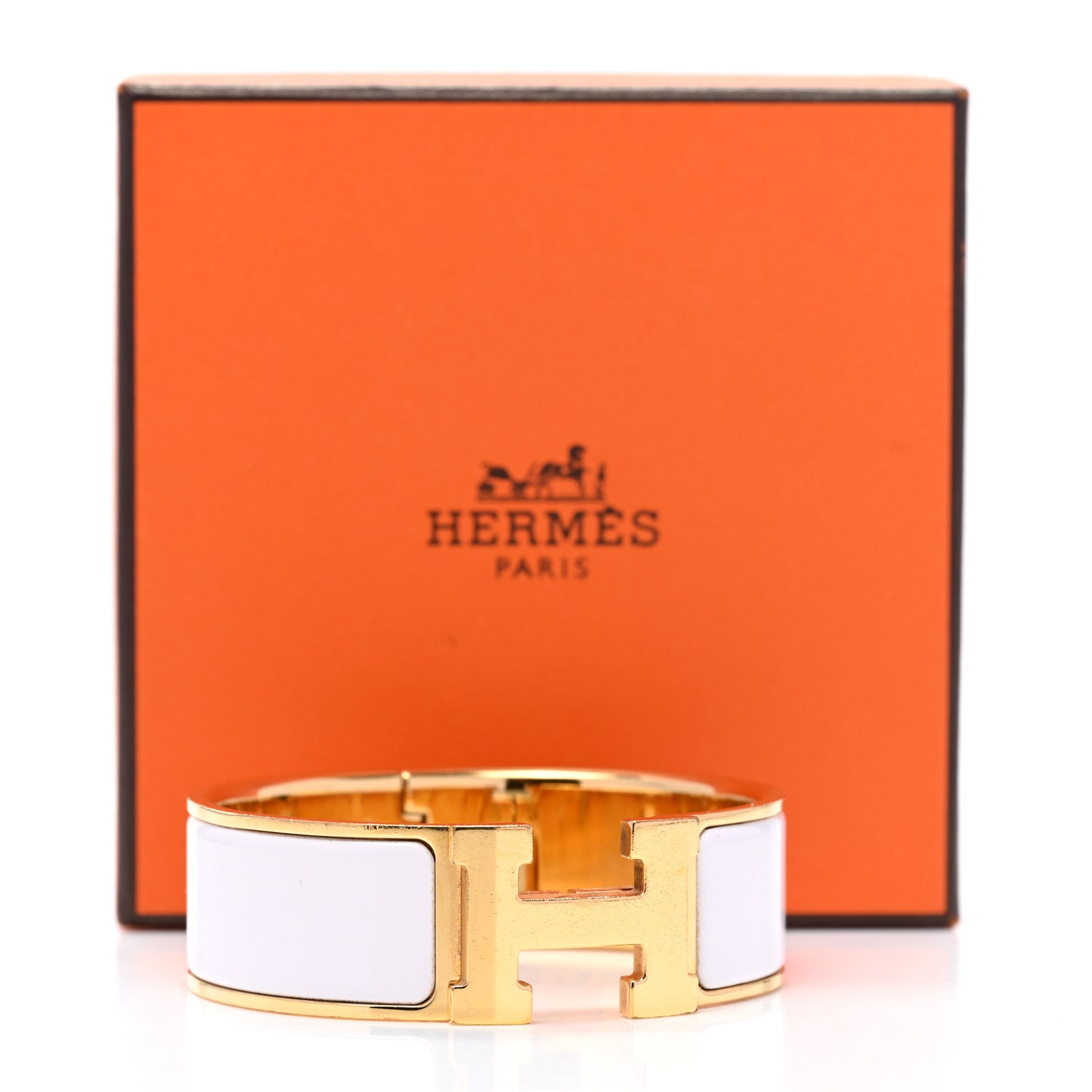 Enamel Wide Clic Clac H Bracelet GM White