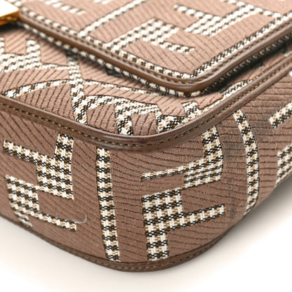 Fendi Wool Vitello King Houndstooth FF Embroidered Baguette Beige Moro 8 of 12