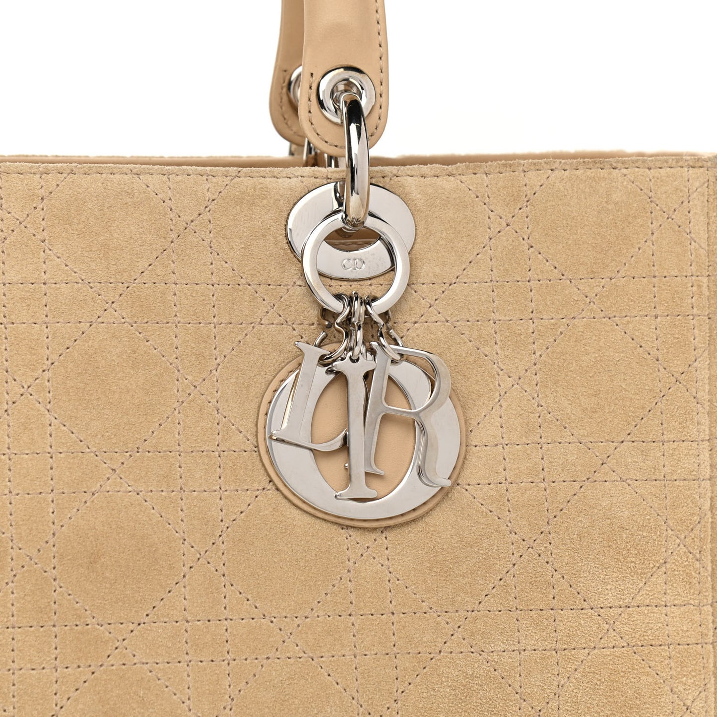 Suede Cannage Large Lady Dior Beige