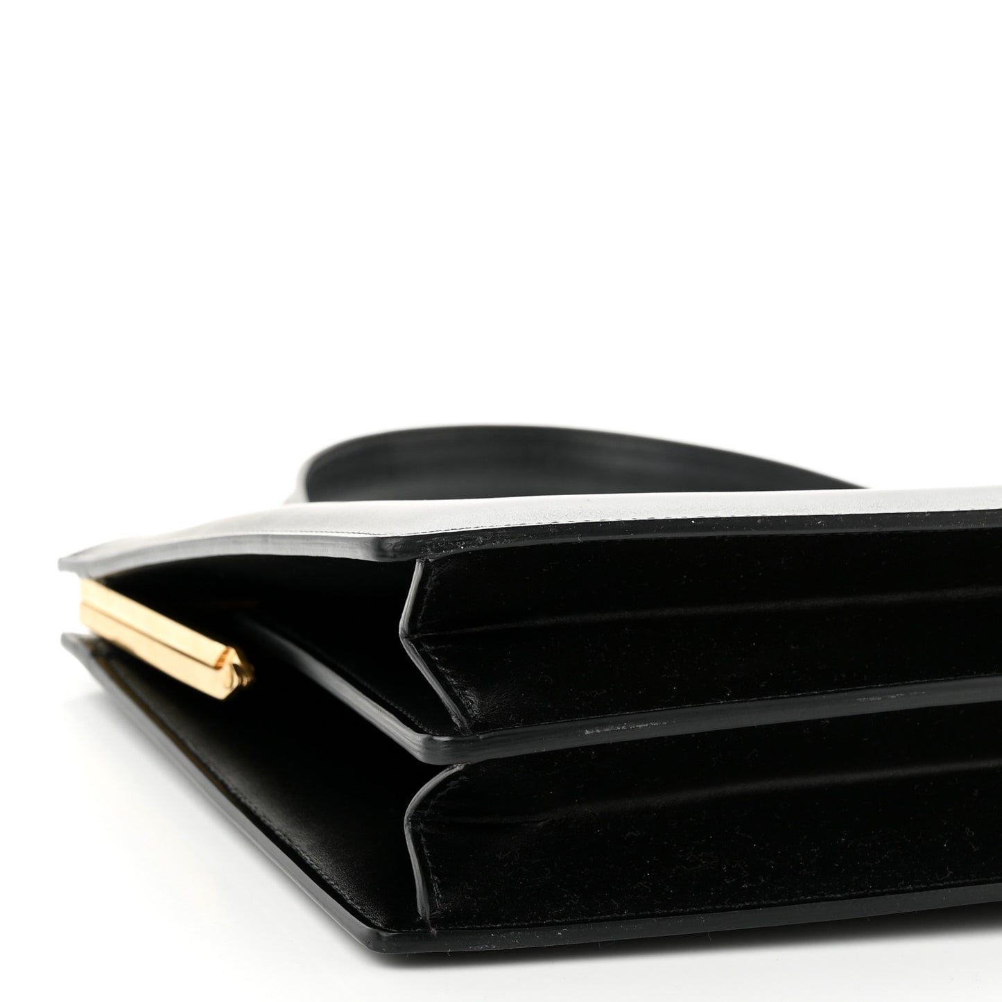 Box Calfskin Medium Clasp Bag Black
