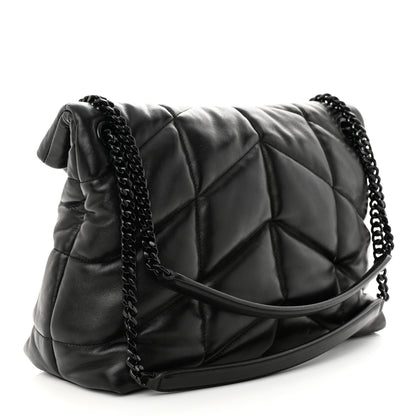 Saint Laurent Lambskin Quilted Monogram Monochrome Medium Loulou Puffer Chain Satchel Black 3 of 11