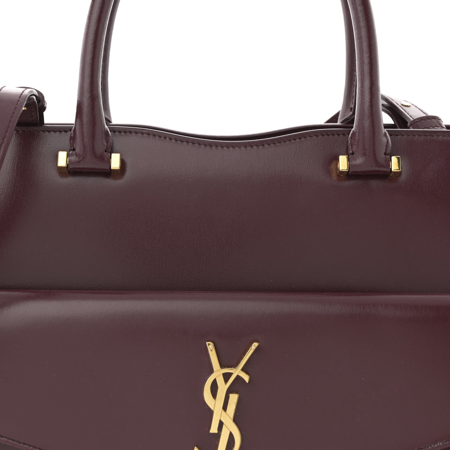 Saint Laurent Shiny Calfskin Large Uptown Tote Burgundy 8 of 13
