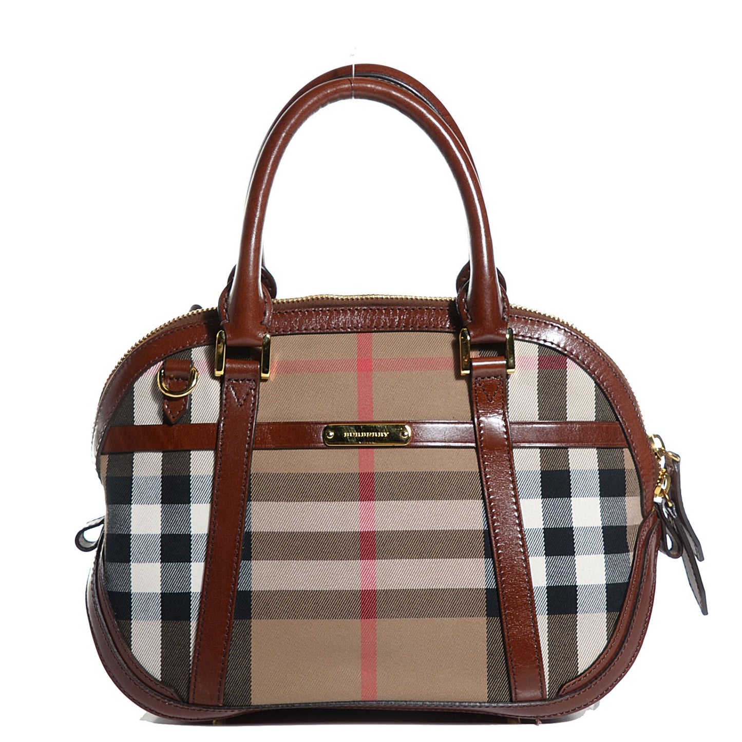 Bridle Calfskin House Check Small Orchard Bowling Bag Deep Claret