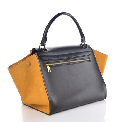 Celine Smooth Calfskin Suede Medium Tri-Color Trapeze Mustard 3 of 6