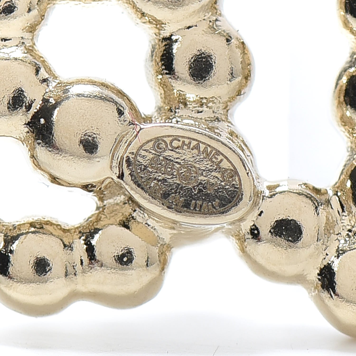 Chanel Metal Glass Swirling Pearls Brooch Pin Gold 4 of 4