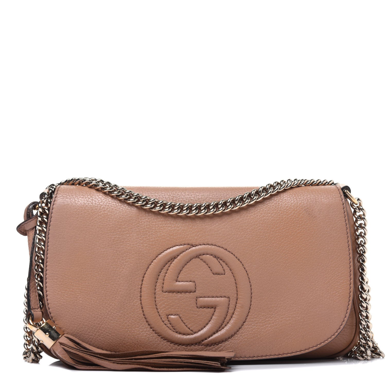 Gucci Pebbled Calfskin Medium Soho Flap Crossbody Camelia 1 of 25