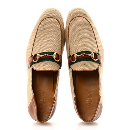 Gucci Canvas Web Mens Brixton Horsebit Loafers 8 Sand Light Cuir 2 of 10