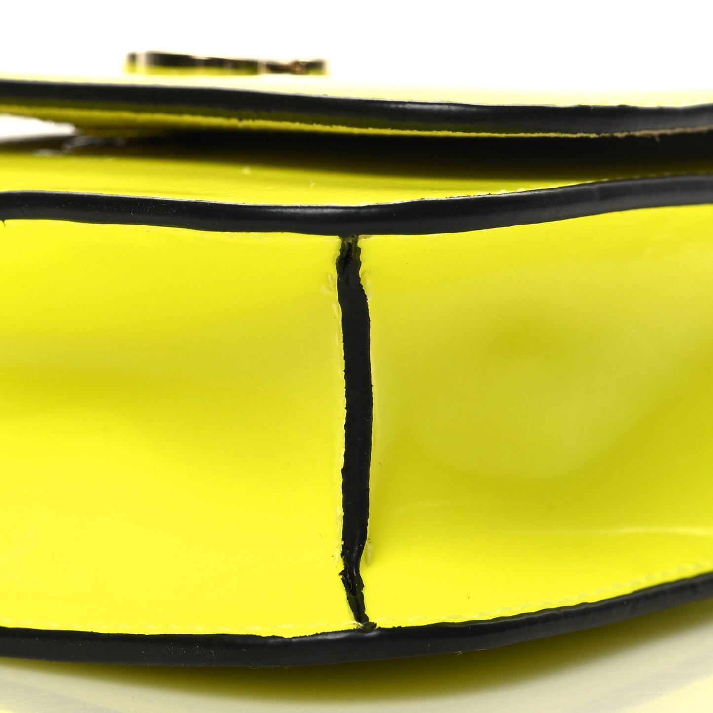 Patent Calfskin Micro Varenne Top Handle Satchel Neon Citron