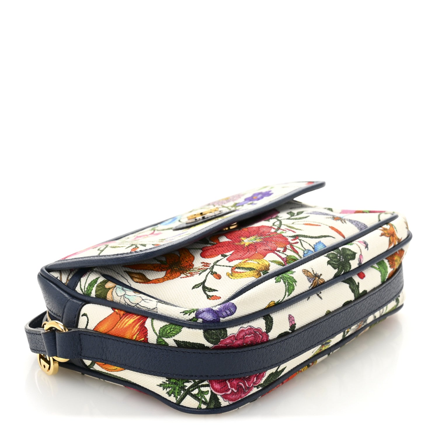 Gucci Canvas Flora Floral Shoulder Bag White Blue Agata Mulitcolor 3 of 12