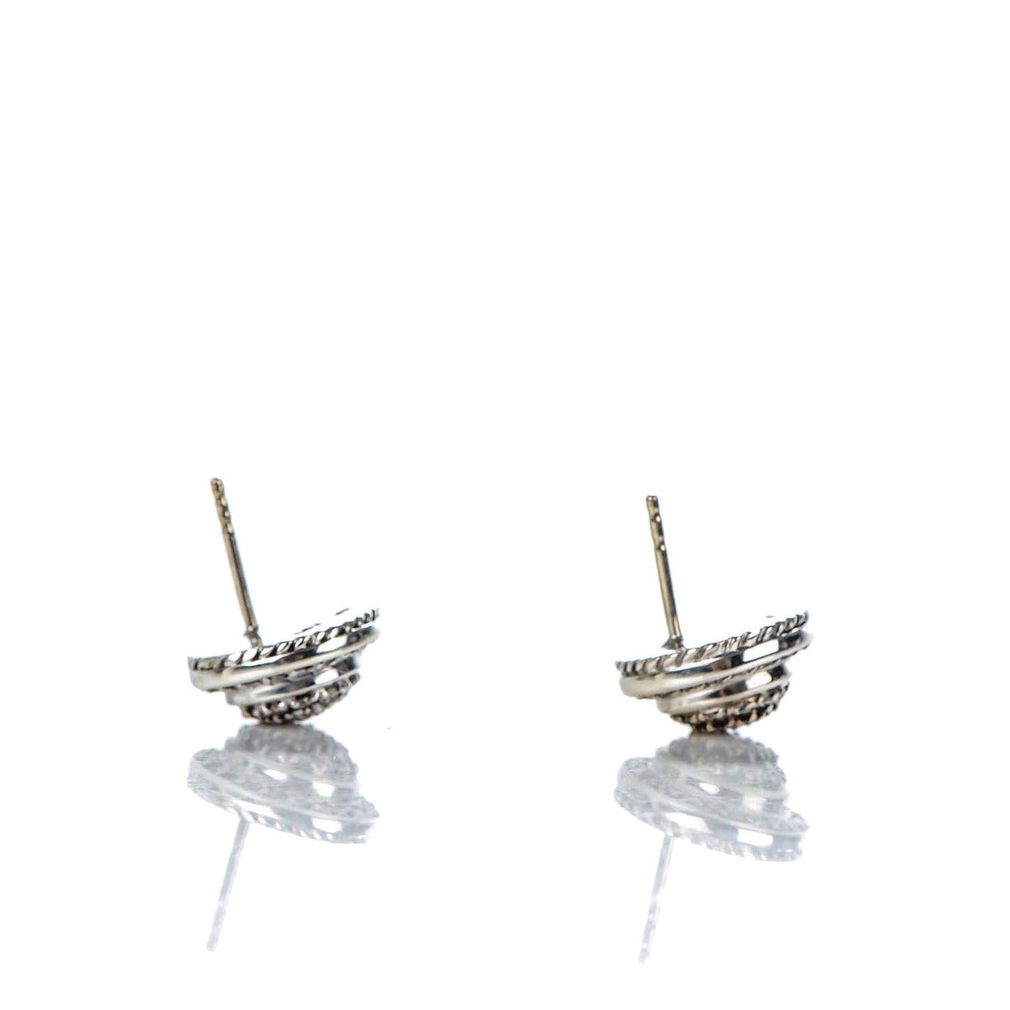 Sterling Silver Pave Diamond 8mm Cerise Earrings