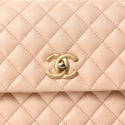 Chanel Caviar Quilted Medium Coco Handle Flap Light Beige 11 of 11
