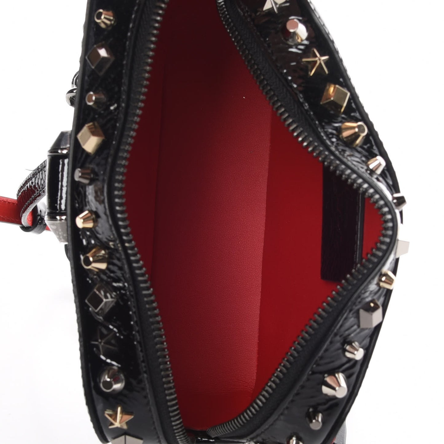 Vintage Trashmix Patent Spikes Mini Rubylou Crossbody Black
