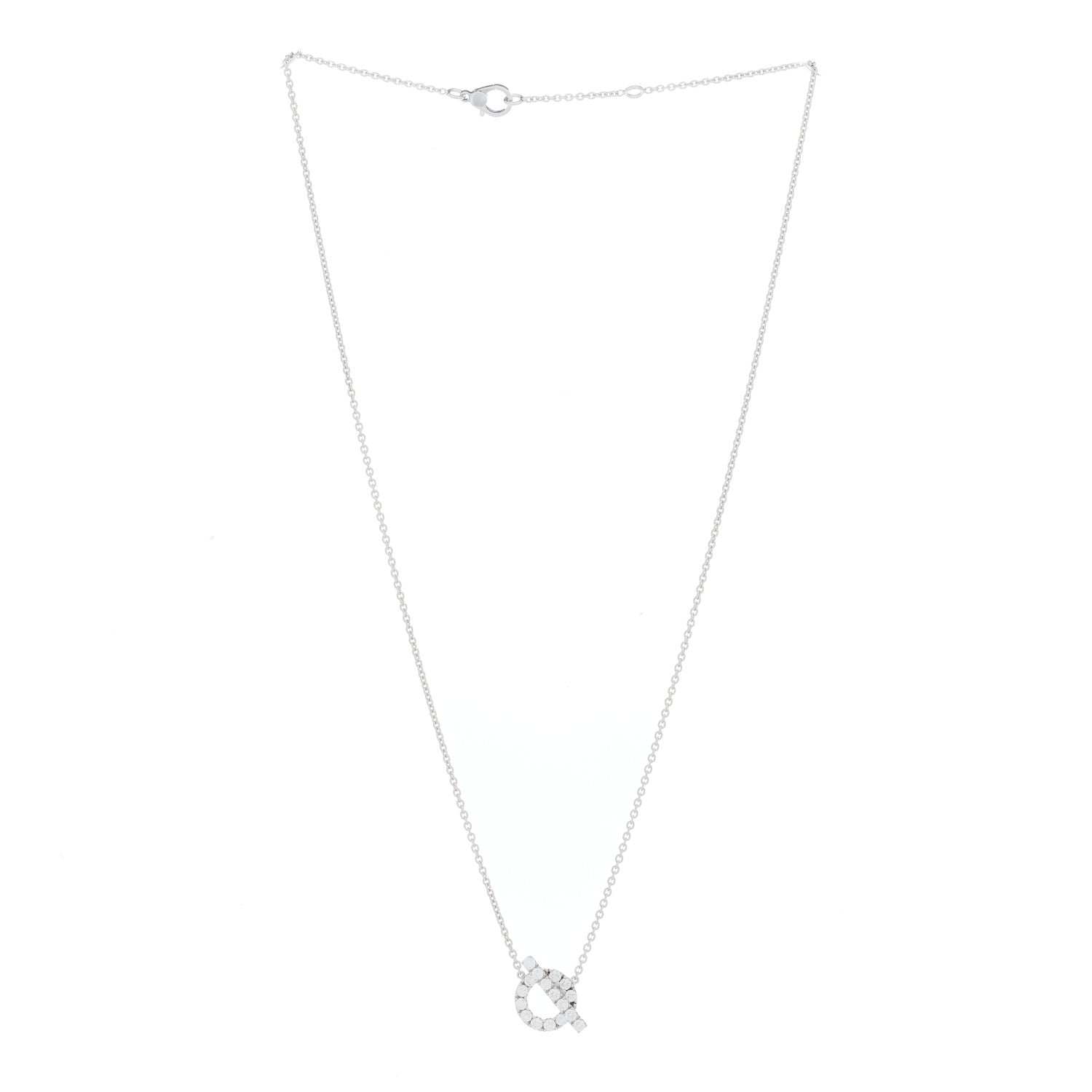 Hermes 18K White Gold Diamond Finesse Pendant Necklace 2 of 4