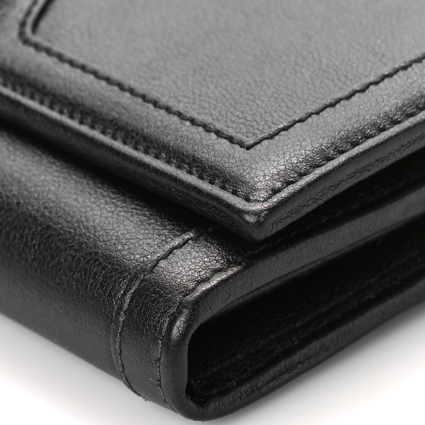 Wonka Grain Calfskin Diana Chain Wallet Black