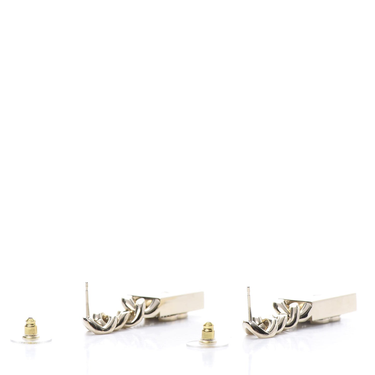 Crystal Dog Tag Charm Earrings Gold