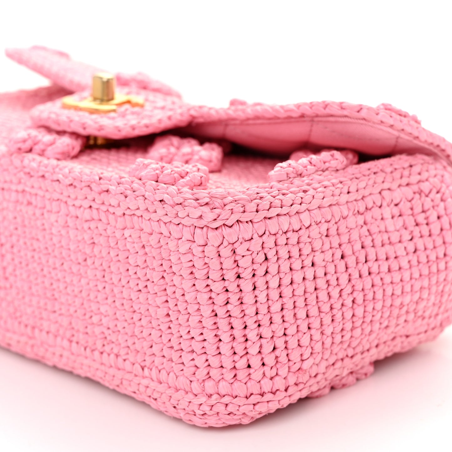 Raffia Small Dolce Raffia Flap Bag Pink