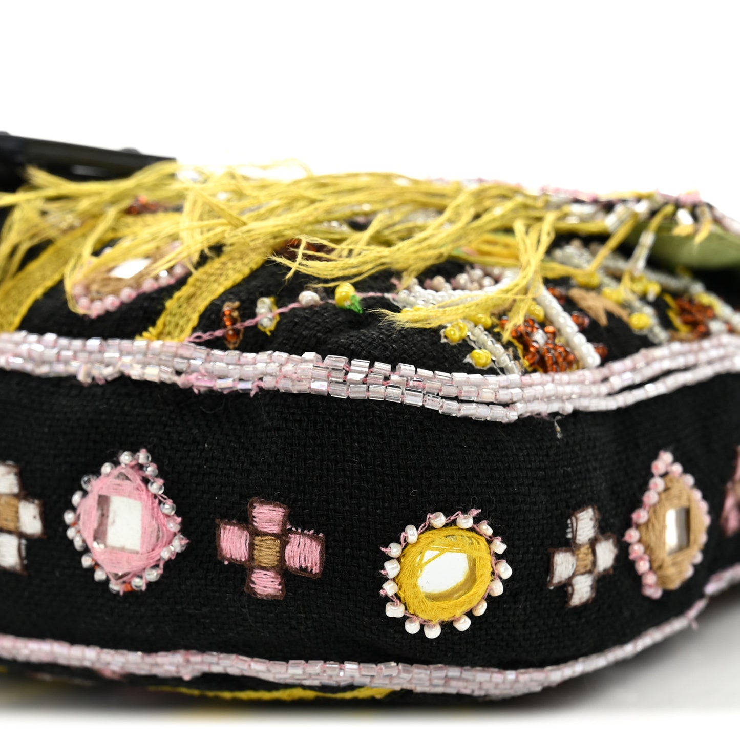 Canvas Beaded Baguette Black Multicolor