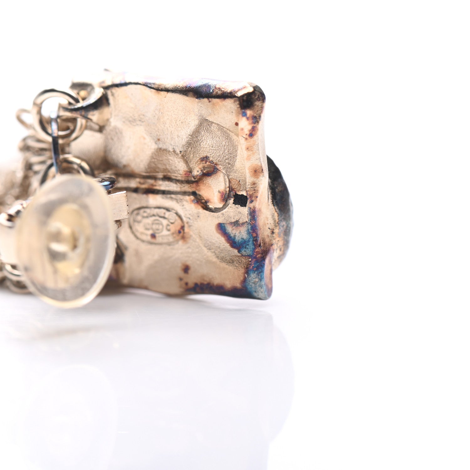Chanel Crystal CC Owl Chain Drop Clip On Earrings Gold 5 of 7