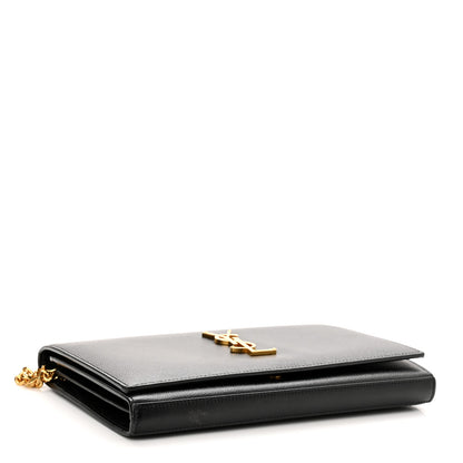 Saint Laurent Grain De Poudre Monogram Chain Wallet Black 4 of 17