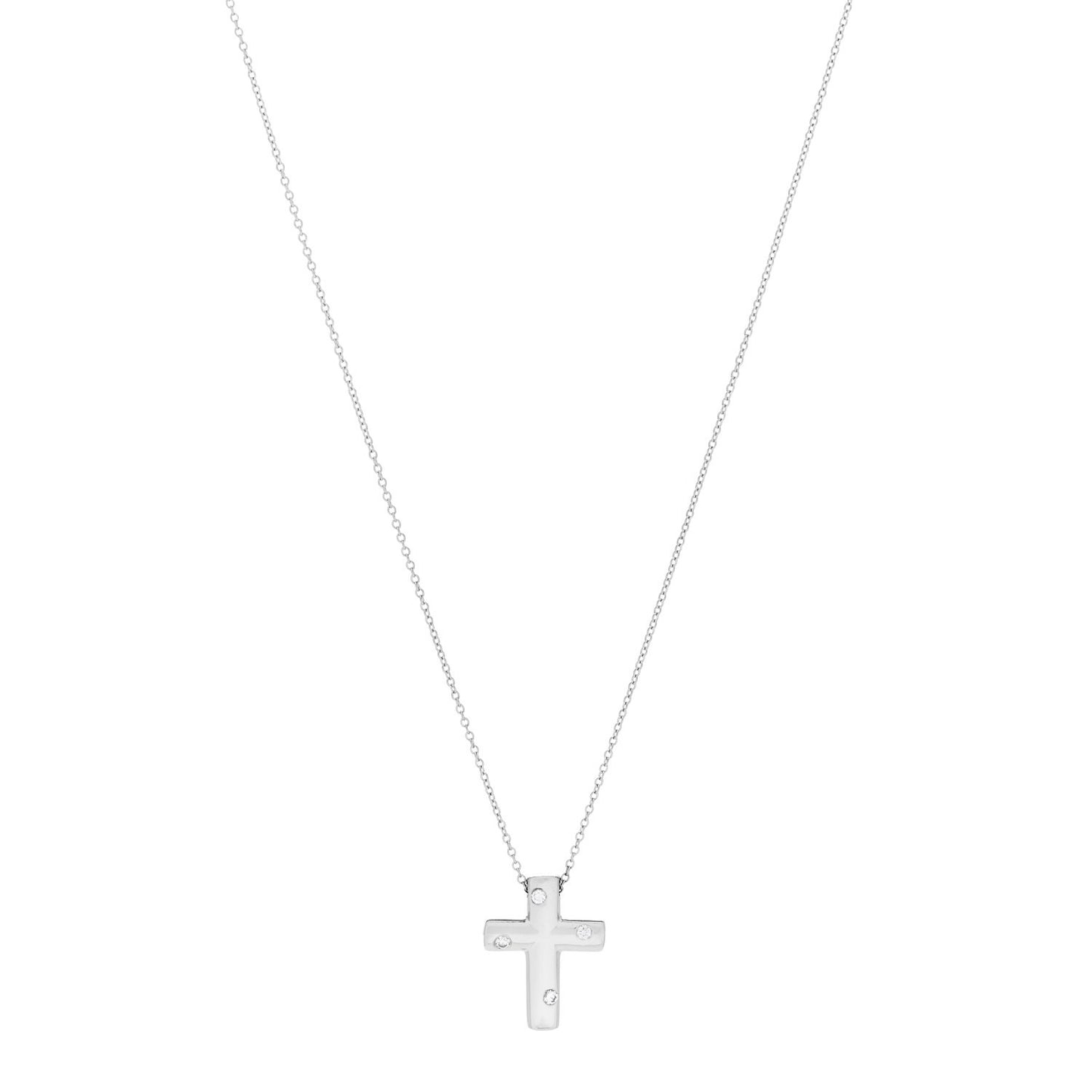 Platinum Diamond Etoile Cross Pendant Necklace
