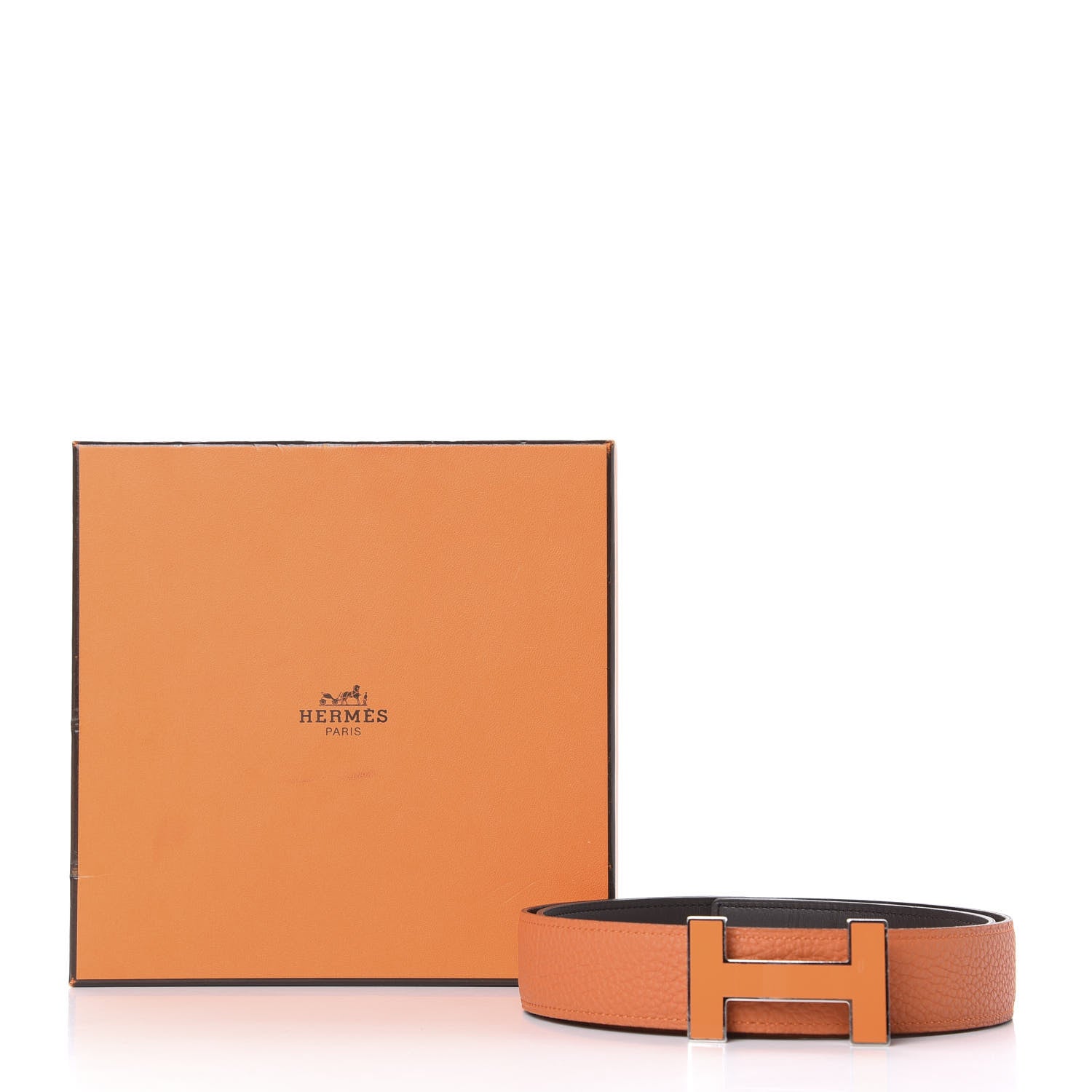 Hermes Swift Togo 32mm Quizz H Belt 90 Chocolate Orange 5 of 5