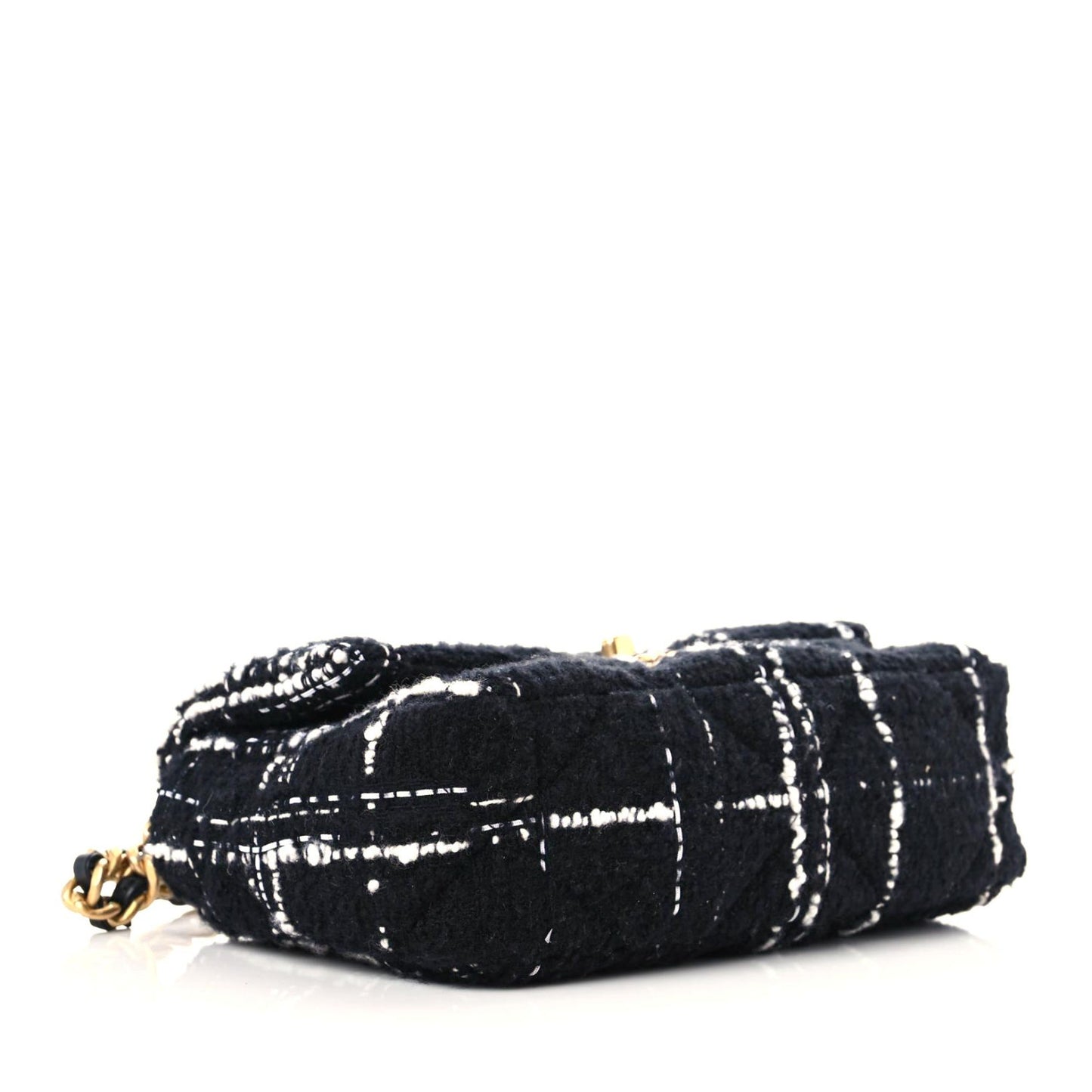 Tweed Quilted Medium Chanel 19 Flap Black White