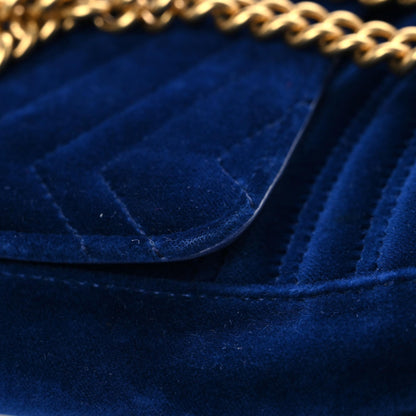 Gucci Velvet Matelasse Medium GG Marmont Shoulder Bag Cobalt Blue 13 of 15