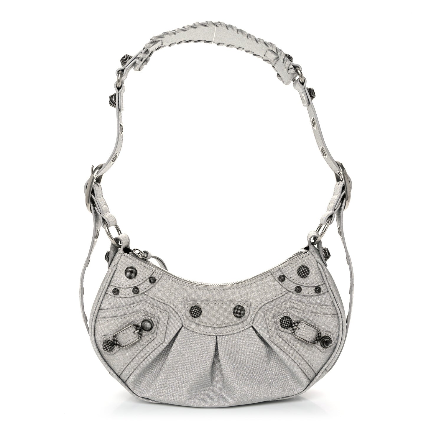 Sparkling Fabric Le Cagole Shoulder Bag XS Silver