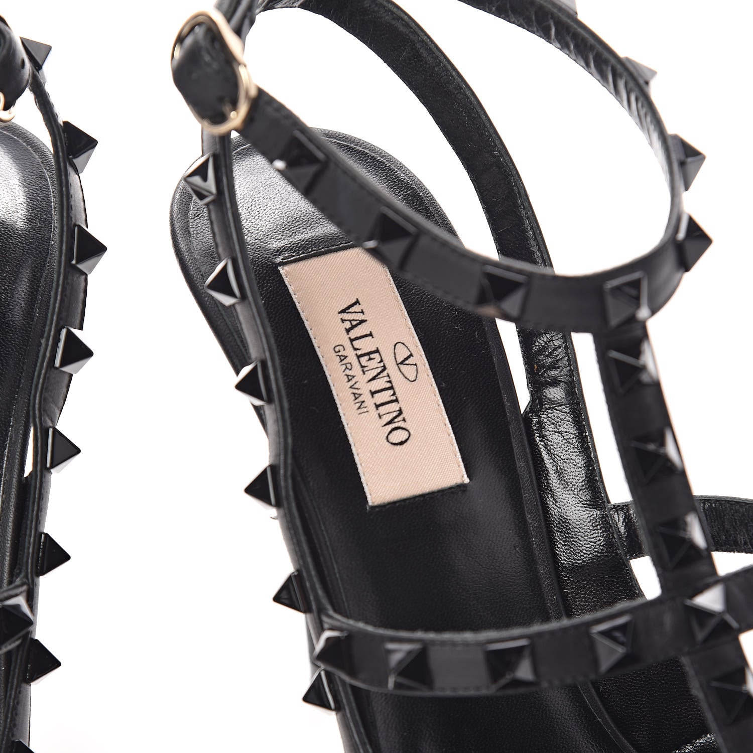 Valentino Garavani Calfskin Nappa Monochrome Rockstud Ankle Strap 100mm Pumps 39 Black 9 of 10