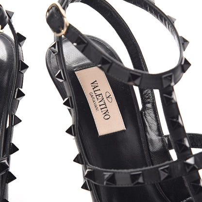 Valentino Garavani Calfskin Nappa Monochrome Rockstud Ankle Strap 100mm Pumps 39 Black 9 of 10